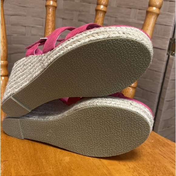 Allegra K pink faux suede criss cross 4” wedge Espadrilles Sandals - Picture 6 of 6